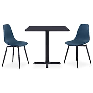 vidaXL Lauko valgomojo komplektas, 3 dalių, turkio, metalas ir PP
