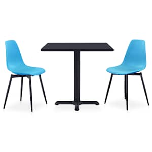 vidaXL Lauko valgomojo komplektas, 3 dalių, mėlynas, metalas ir PP