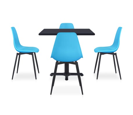 vidaXL Lauko valgomojo komplektas, 5 dalių, mėlynas, metalas ir PP