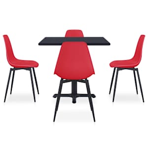 vidaXL Lauko valgomojo komplektas, 5 dalių, raudonas, metalas ir PP