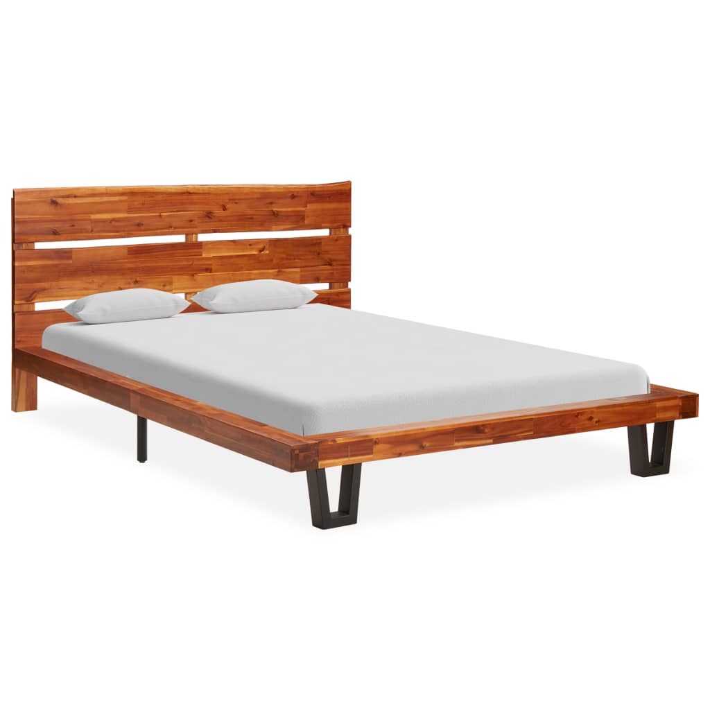 vidaXL Cadru de pat margini naturale, 120 cm, lemn masiv de acacia
