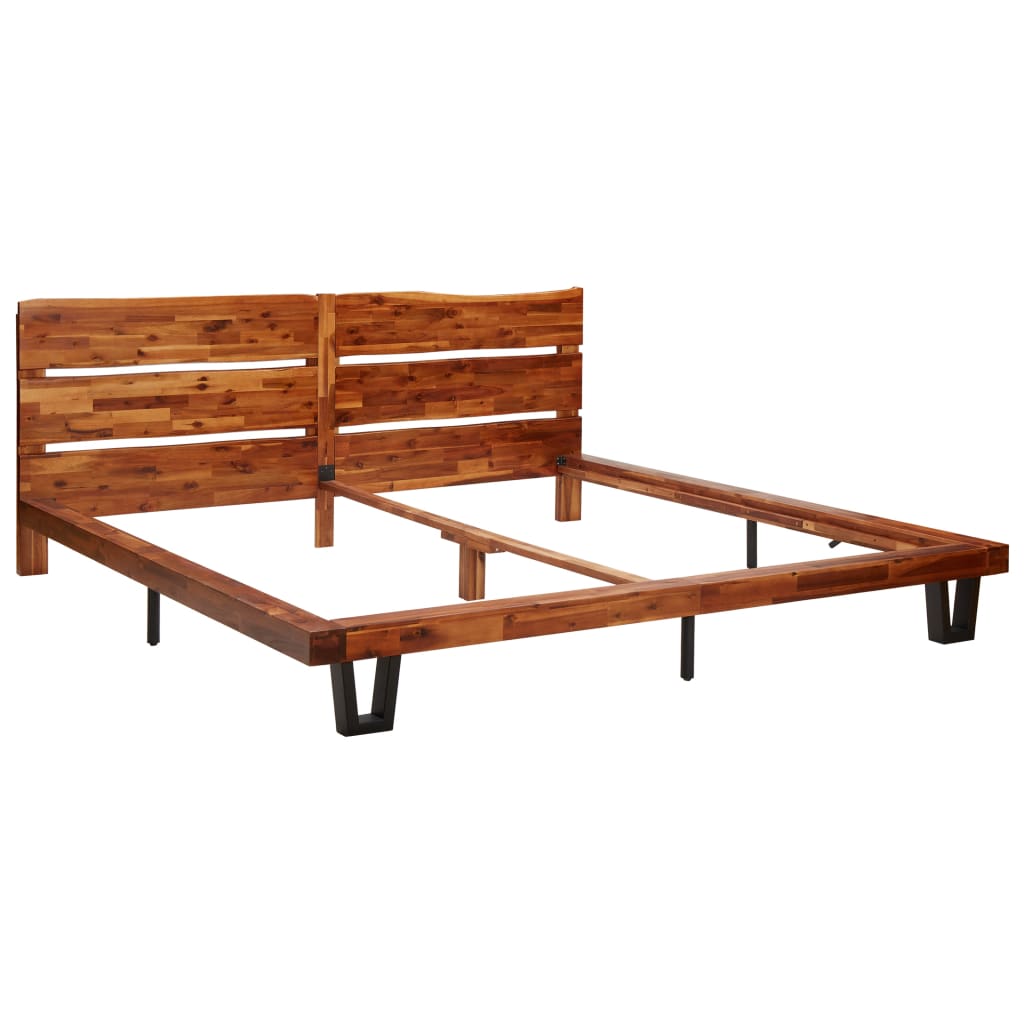 vidaXL Cadru de pat cu margini naturale, 200 cm, lemn masiv de acacia