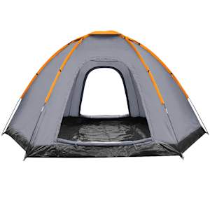 vidaXL Šešiavietė palapinė, pilkos spalvos