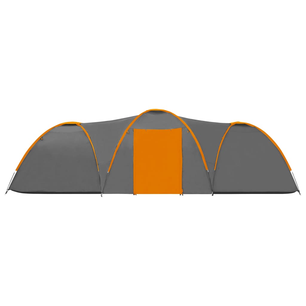 Kempingový stan iglú 650 x 240 x 190 cm 8 osob šedý a oranžový
