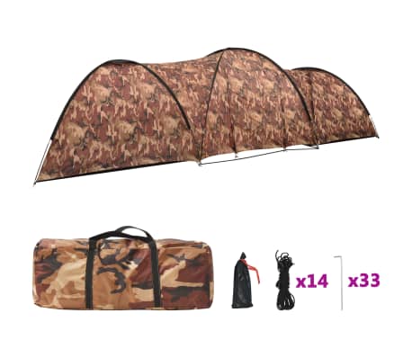 vidaXL Campingtelt igloformet 650x240x190 cm for 8 personer kamuflasje