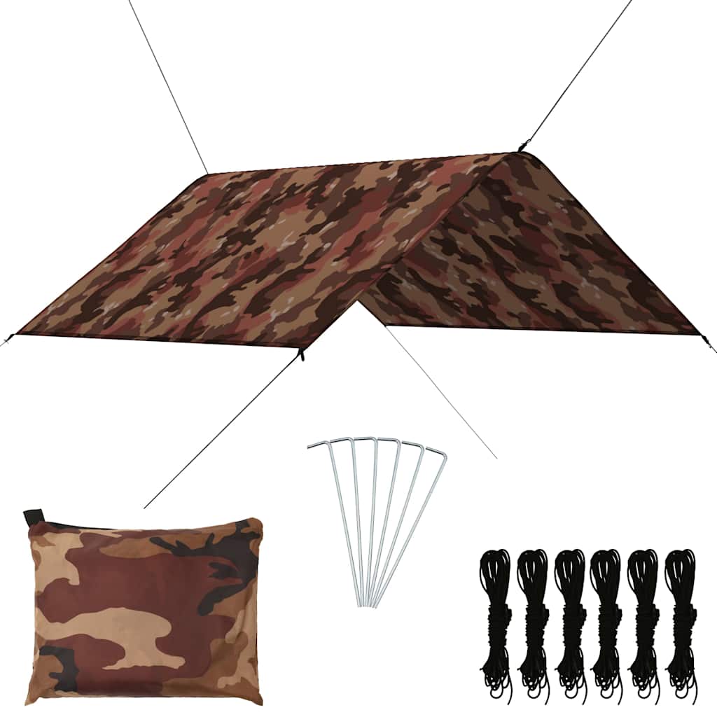Udendørs presenning 300 × 285 cm - camouflagefarvet tarp til camping og solsejl