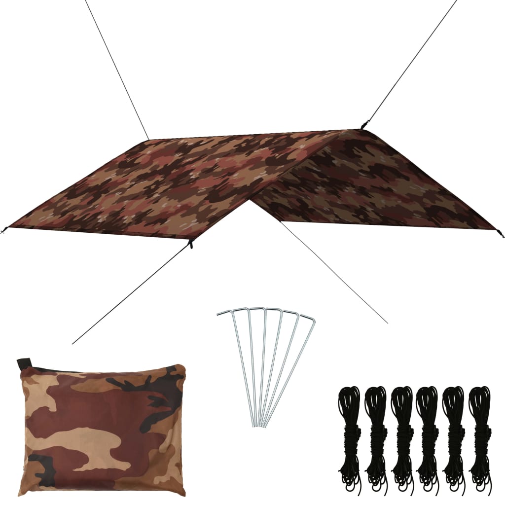 vidaXL Prelată de exterior, camuflaj, 4x4 m