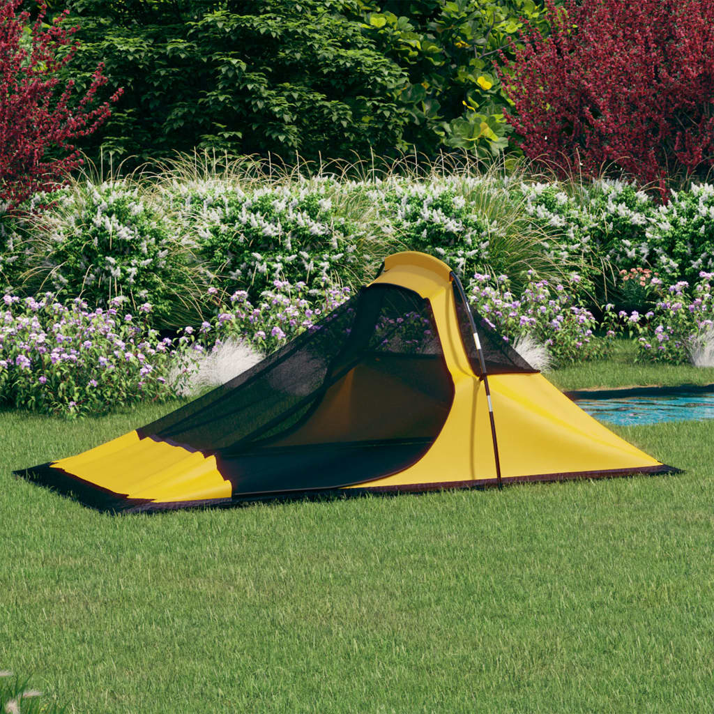 vidaXL Палатка за къмпинг, 317x240x100 см, жълта