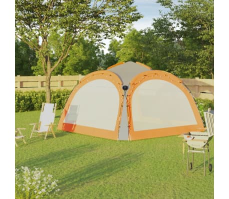 vidaXL Tente de r&eacute;ception LED et 4 parois 3,6x3,6x2,3 m Gris et orange