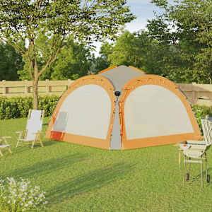 vidaXL Tente de r&eacute;ception LED et 4 parois 3,6x3,6x2,3 m Gris et orange