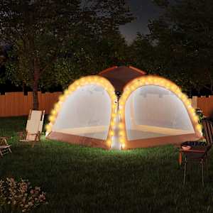 Party stan s LED 4 boční stěny 3,6x3,6x2,3 m šedý a oranžový - obrázek 1