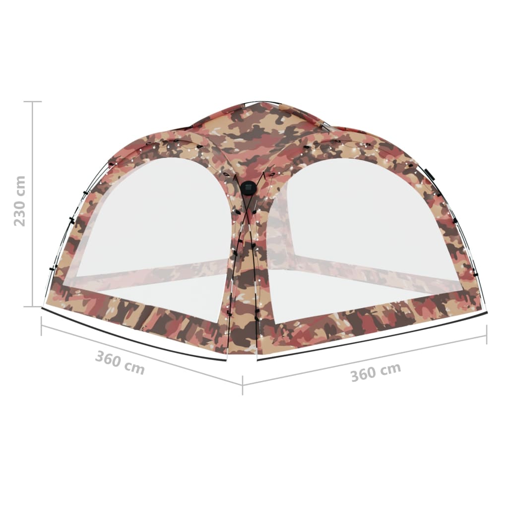 Partytent met LED en 4 zijwanden 3,6x3,6x2,3 m camouflage image 13