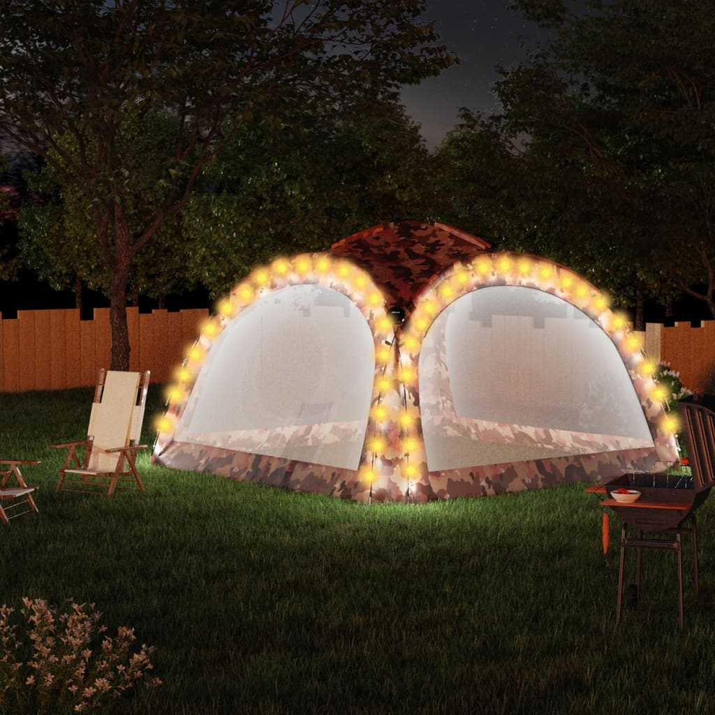 vidaXL Cort de petrecere cu LED și 4 pereți, camuflaj, 3,6×3,6×2,3 m vidaXL
