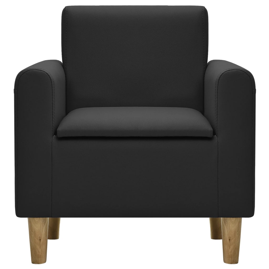 vidaXL bērnu dīvāns, melna mākslīgā āda