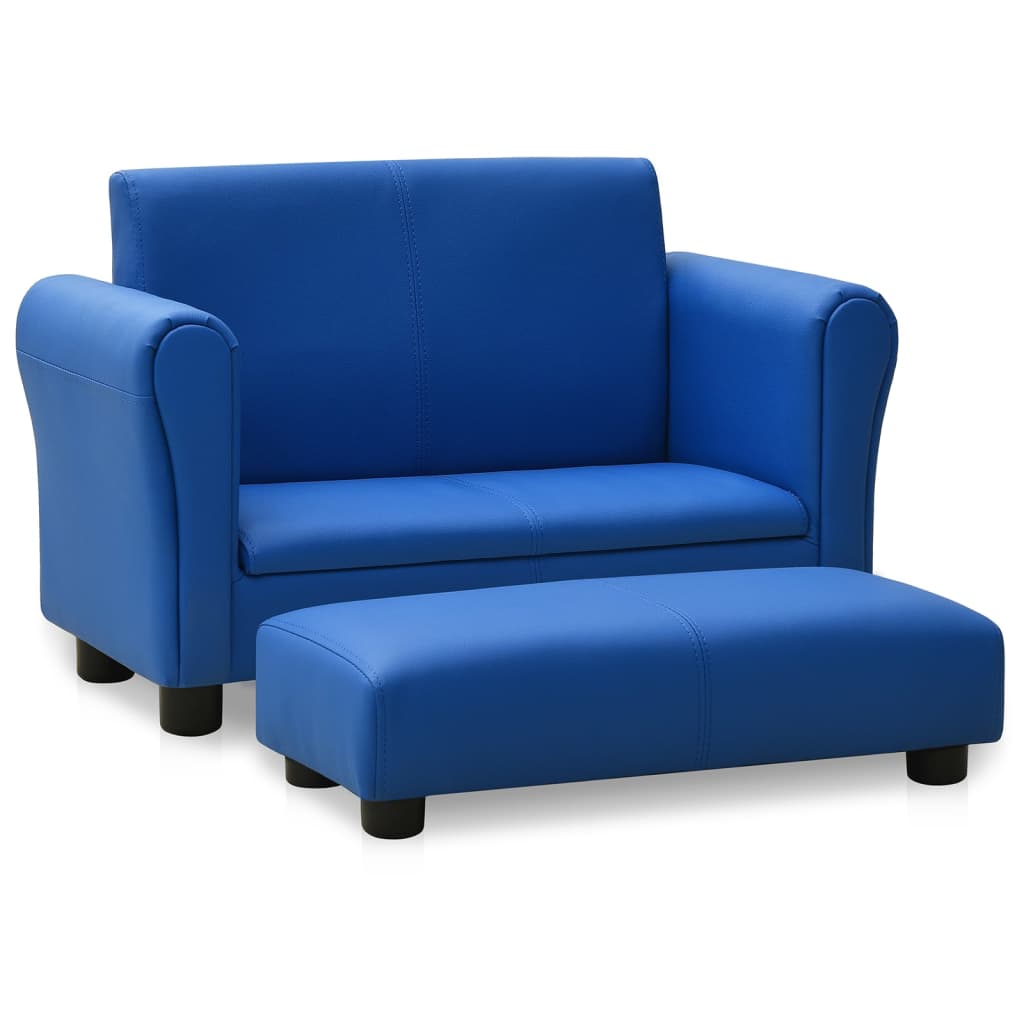 Petrashop  Dětská sedačka s podnožkou modrá umělá kůže