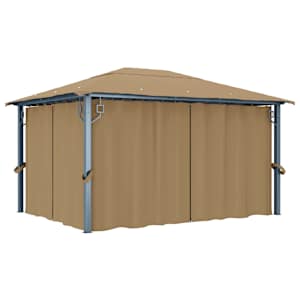 vidaXL varikatus kardinaga 400 x 300 cm, pruunikashall, alumiinium