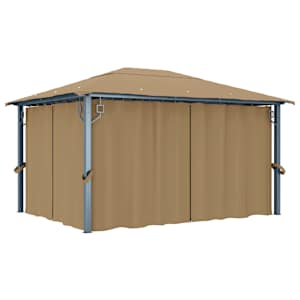 Paviljon z zaveso 400x300 cm taupe aluminij