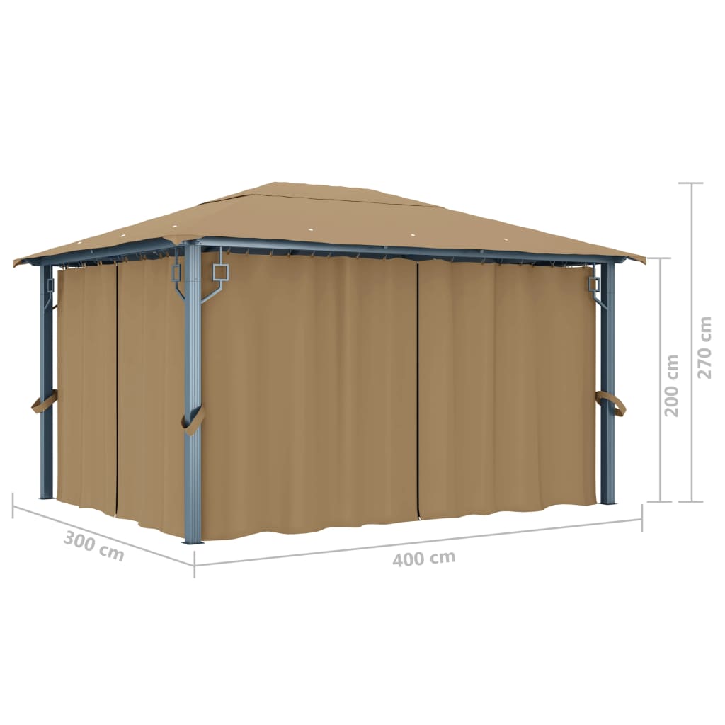 Pavillon mit Vorhang 400×300 cm Taupe Aluminium kaufen 11