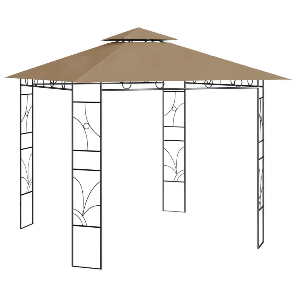 vidaXL pavillon 3x3x2,7 m 160 g/m² gråbrun