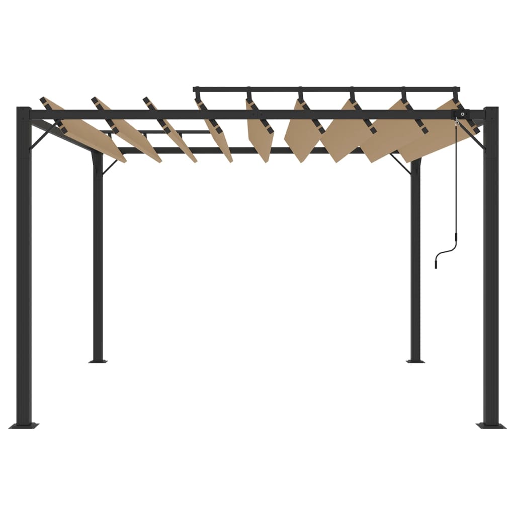 vidaXL Prieel met lamellendak 3x3 m stof en aluminium taupe afbeelding