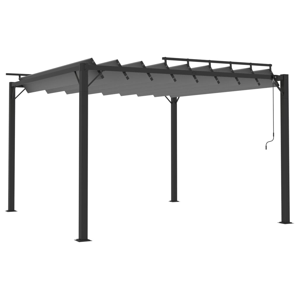 vidaXL Prieel met lamellendak 3x3 m stof en aluminium antracietkleurig