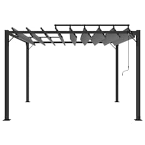vidaXL Paviljong med lamelltak 3x3 m antrasitt stoff og aluminium