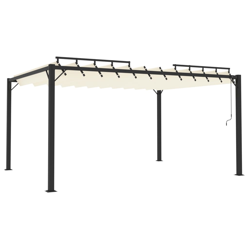 vidaXL Prieel met lamellendak 3x4 m stof en aluminium crèmekleurig