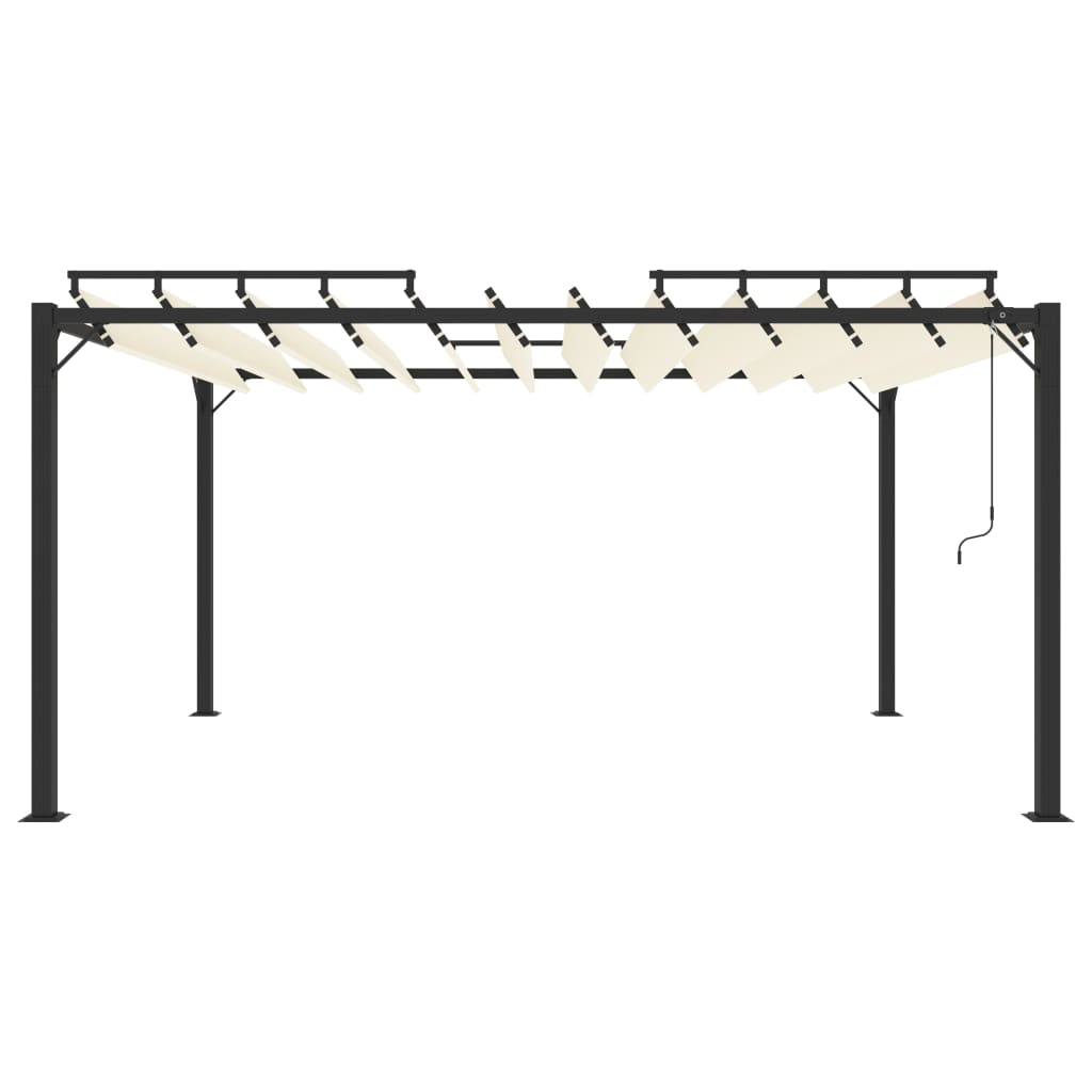 vidaXL Prieel met lamellendak 3x4 m stof en aluminium crèmekleurig afbeelding