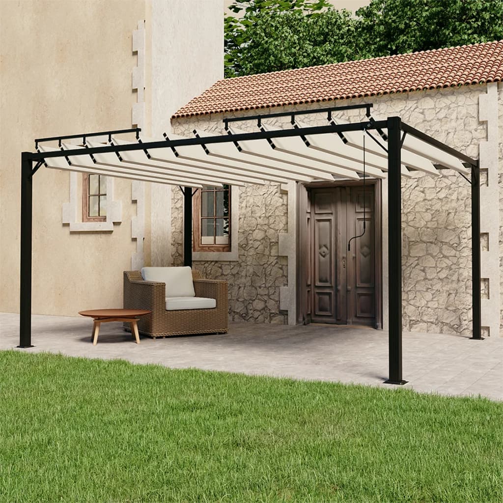 vidaXL Pergola mit Lamellendach 3x4 m Creme Stoff und Aluminium