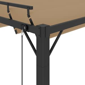 Altán s lamelovou střechou 3 x 4 m taupe tkanina a hliník - obrázek 6