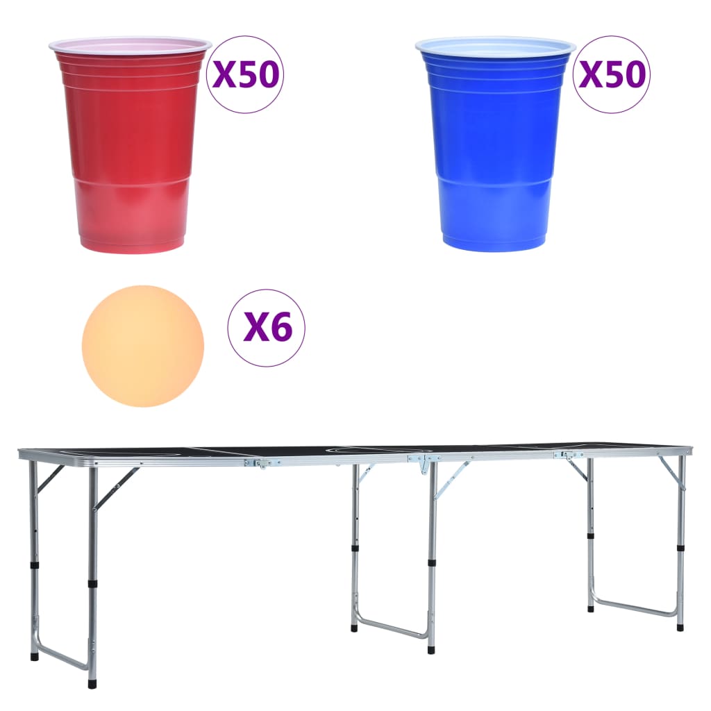 vidaXL Masă de joc ping pong și bere cu căni și bile, pliantă, 240 cm