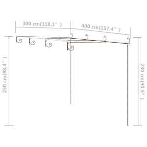 Zahradní pergola hnědá s patinou 4 x 3 x 2,5 m železná - obrázek 7
