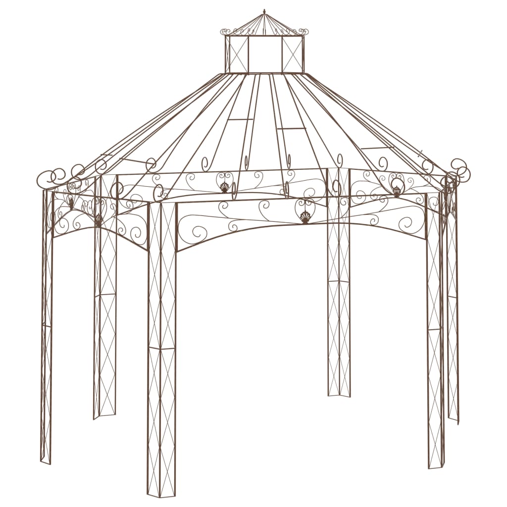 vidaXL Pavilion de grădină, maro antichizat, 400x258x378 cm, fier