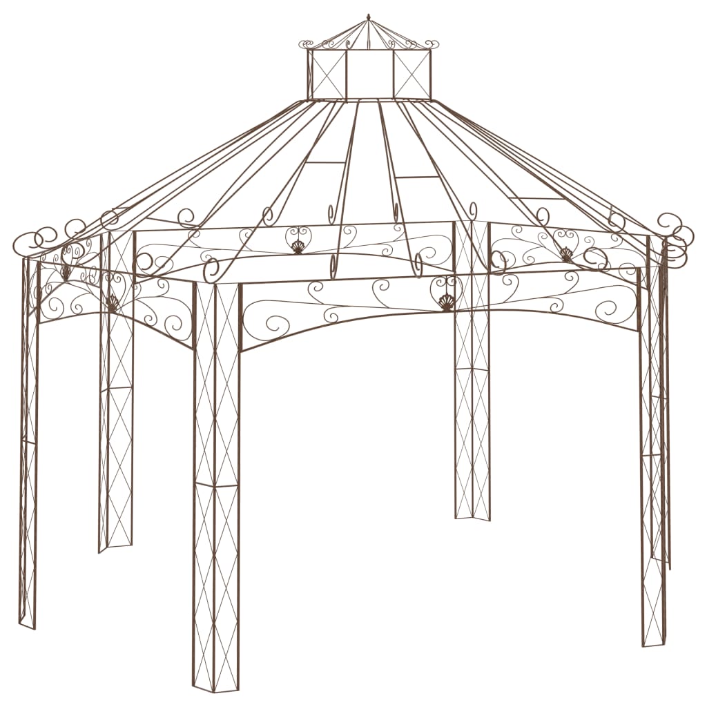 Padiglione da Giardino Marrone Anticato 558x350x408 cm in Ferro