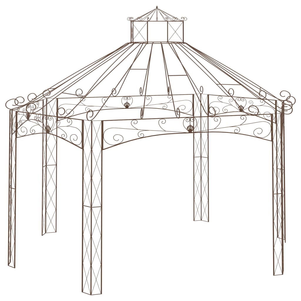 vidaXL Pavilion de grădină, maro antichizat, 558x350x408 cm, fier vidaXL