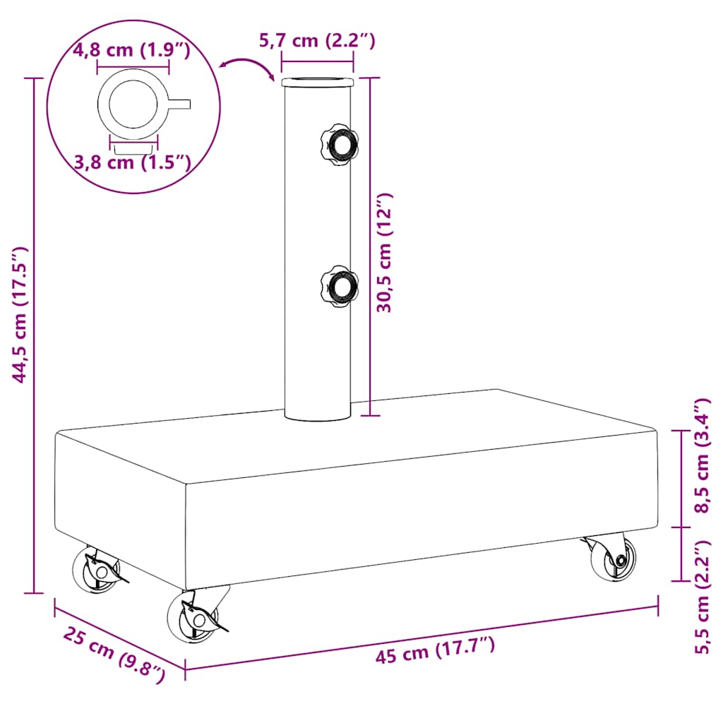 saulessarga pamatne, gaiši pelēka, 45x25x8,3 cm, granīts