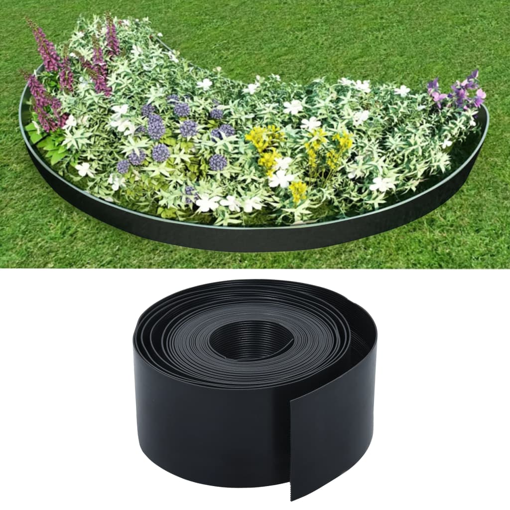vidaXL Bordură de grădină, negru, 10 m, 20 cm, PE vidaXL