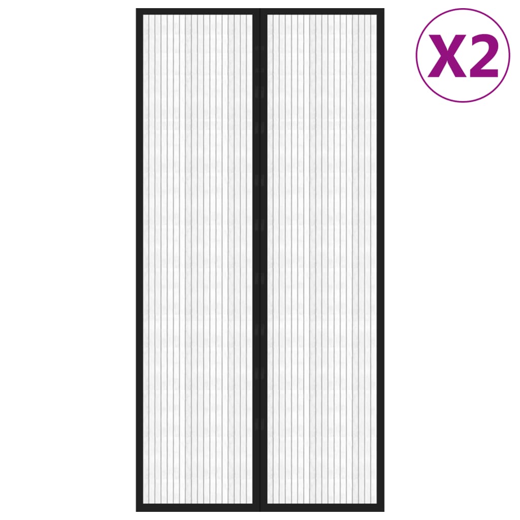 vidaXL Perdea de ușă anti-insecte cu magnet, 2 buc., negru, 220x100 cm