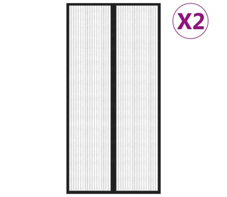 vidaXL Perdea de ușă anti-insecte cu magnet, 2 buc., negru, 220x100 cm