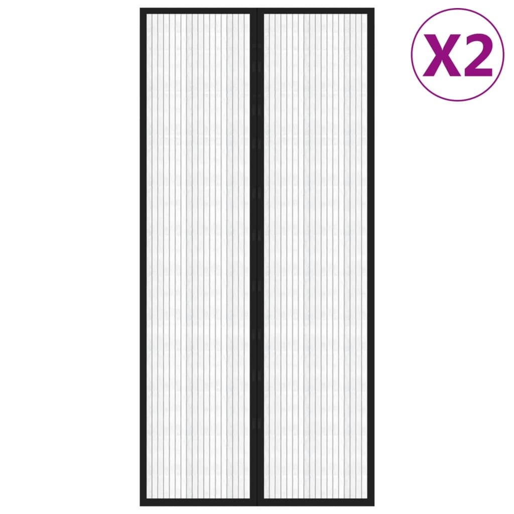 vidaXL Perdea de ușă anti-insecte cu magnet, 2 buc., negru, 220x110 cm