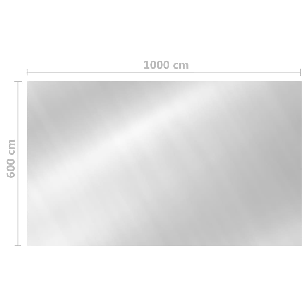 Ezüst négyszögletes polietilén medencetakaró 1000 x 600 cm 