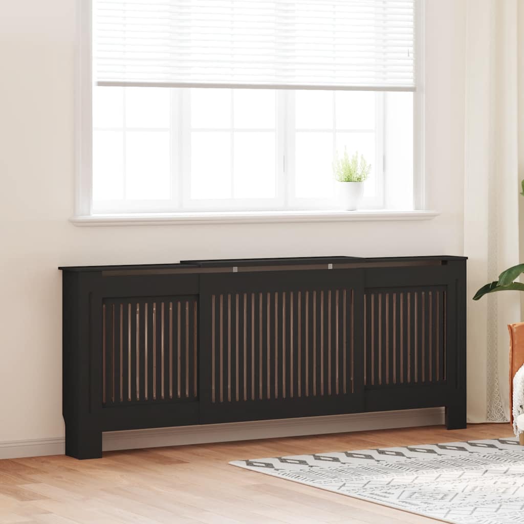 vidaXL Mască pentru calorifer, negru, 205 cm, MDF