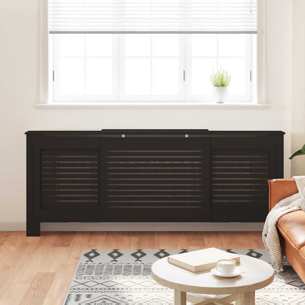 vidaXL Mască pentru calorifer, negru, 205 cm, MDF