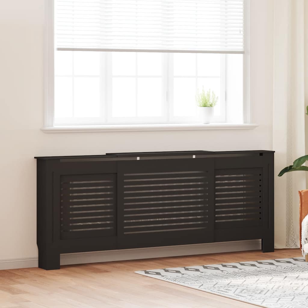 vidaXL Mască pentru calorifer, negru, 205 cm, MDF