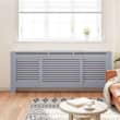 Cache-radiateur VidaXL En Bois D'ingénierie Chêne Noir - 172 X 19 X 81,5 Cm, Design à Lattes Avec étagère