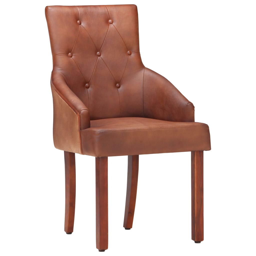 vidaXL Chaises à manger lot de 6 marron cuir de chèvre véritable