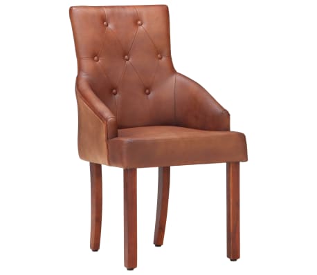 vidaXL Krzesła stołowe, 6 szt., brązowe, naturalna kozia skóra