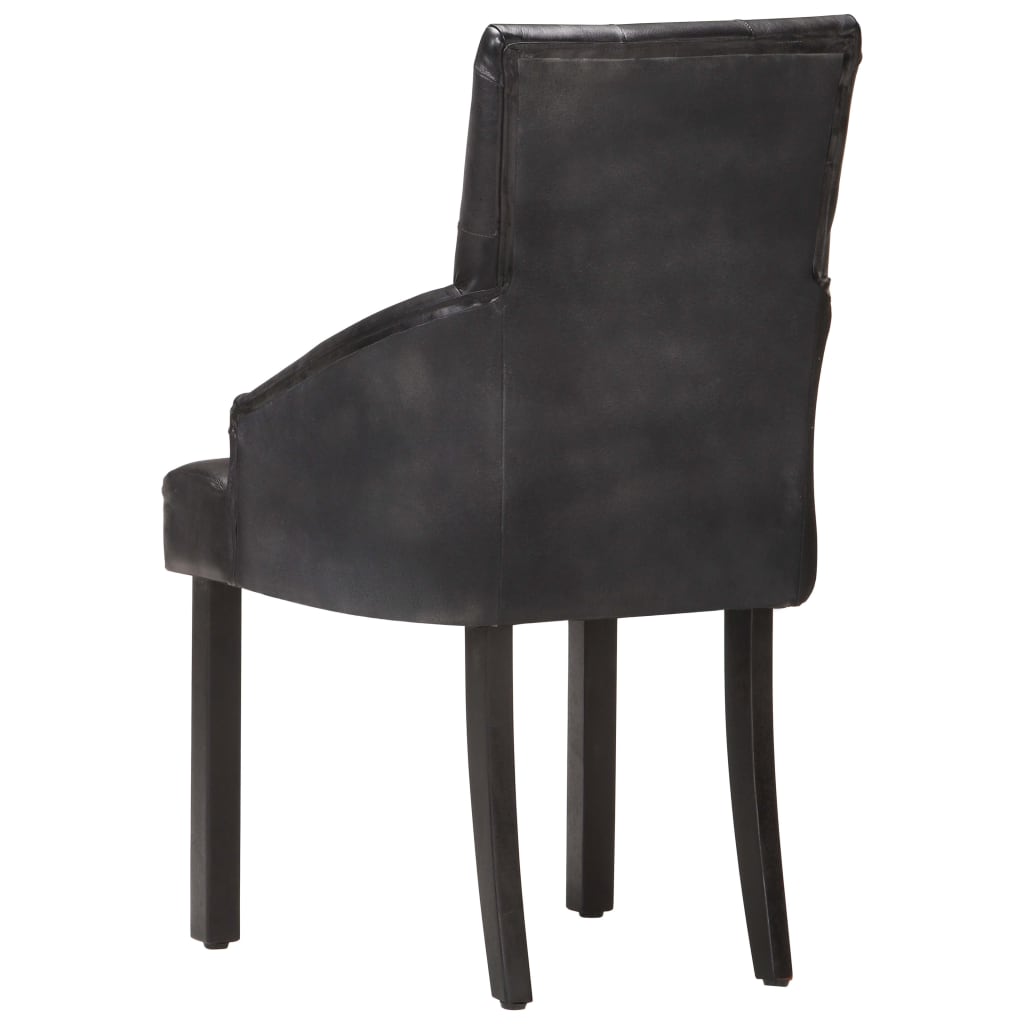Jedálenské stoličky 4 ks čierne pravá kozia koža