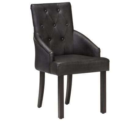 vidaXL Chaises de salle à manger 4 pcs noir cuir de chèvre véritable