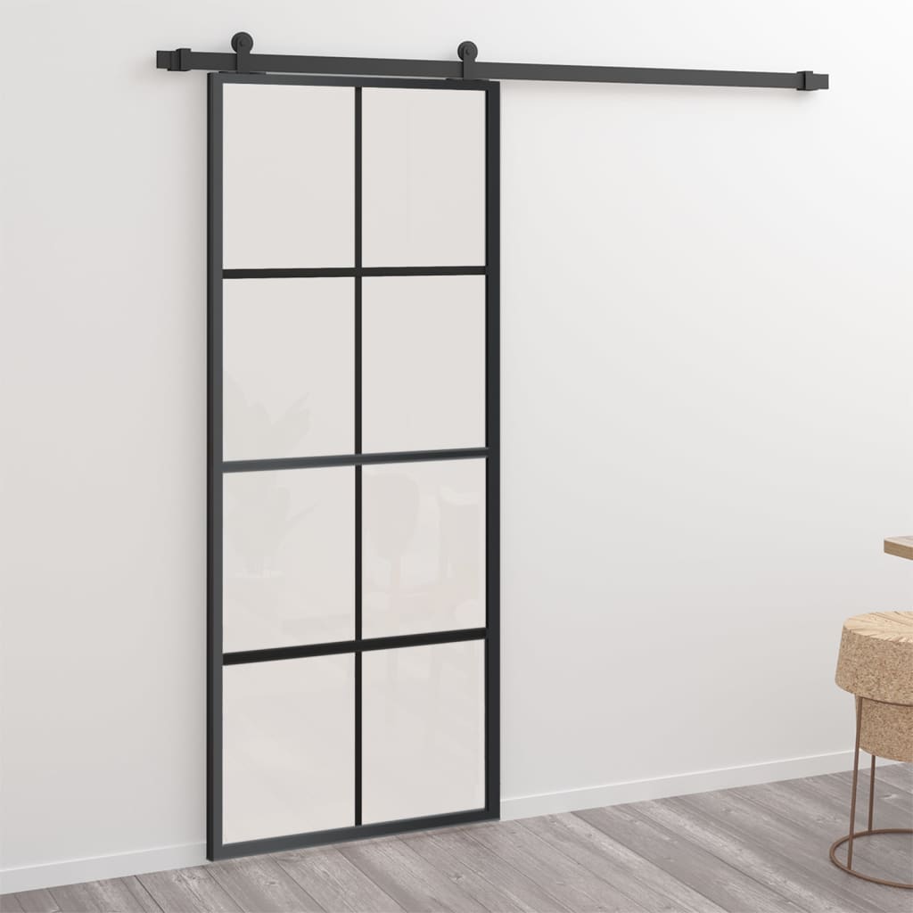 

vidaXL Schuifdeur met hardware 76x205 cm aluminium en ESG-glas